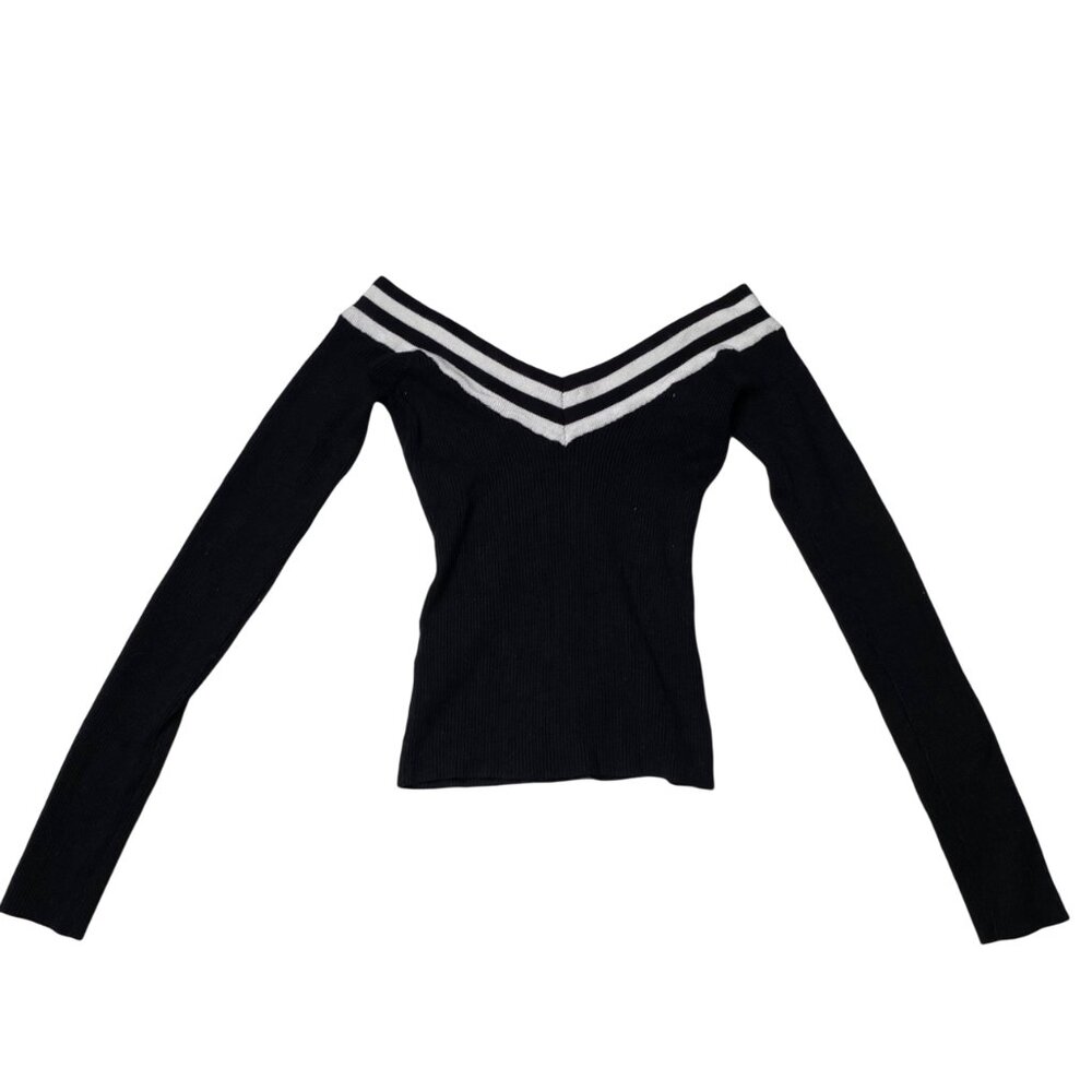 Dynamite Off the Shoulder Long Top in Black and White, size Small
